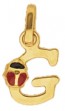 Pendentif Lettre G Coccinelle Rouge et Noire (Or Jaune)