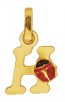 Pendentif Lettre H Coccinelle Rouge et Noire (Or Jaune)
