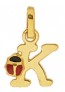 Pendentif Lettre K Coccinelle Rouge et Noire (Or Jaune)