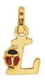 Pendentif Lettre L Coccinelle Rouge et Noire (Or Jaune)