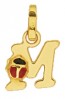 Pendentif Lettre M Coccinelle Rouge et Noire (Or Jaune)