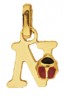 Pendentif Lettre N Coccinelle Rouge et Noire (Or Jaune)