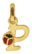 Pendentif Lettre P Coccinelle Rouge et Noire (Or Jaune)