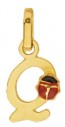 Pendentif Lettre Q Coccinelle Rouge et Noire (Or Jaune)