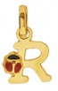 Pendentif Lettre R Coccinelle Rouge et Noire (Or Jaune)