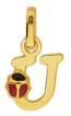 Pendentif Lettre U Coccinelle Rouge et Noire (Or Jaune)