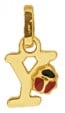 Pendentif Lettre Y Coccinelle Rouge et Noire (Or Jaune)