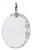 Pendentif Plaque Ovale avec Arabesque (Or Blanc)