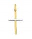Pendentif Croix 2 Ors (Or jaune et Or blanc)