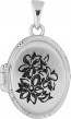 Pendentif porte-photo ovale Fleurs noircies (Argent)