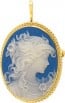 Pendentif camée fond bleu or jaune