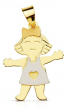 Pendentif Fille Bicolore (Or jaune & Or Blanc)