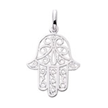 Pendentif Main De Fatma Ancien En Argent - Hauteur 13 Cm, Avec Tourmaline Synthétique