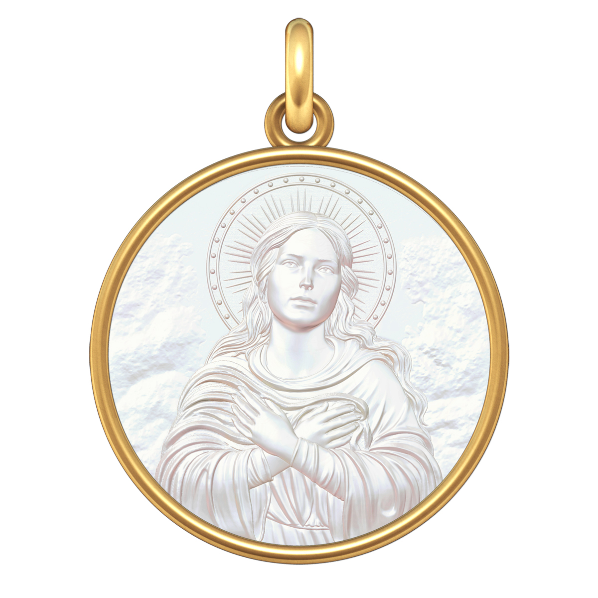 Medaille bébé Mon Premier Bijou Médaille Saint Christophe ronde - Or jaune  9ct sur