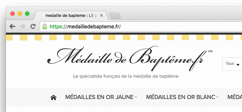 Barre verte - medaille de bapteme - site sécurisé